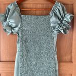 HYFVE  Milkmaid Thigh Slit Smocked Back Ruffle Satin Mini Dress size Large​​ Photo 7