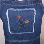 Original TY Wear vintage blue denim embroidered flowers jean overall dress Size 12P Photo 2