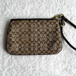 Coach Brown Monogram Wristlet Leather Canvas Small Purse Photo 2