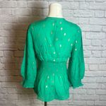 Harvé Benard  Women's M Green Smocked Peplum Blouse Rayon Blend Boho Chic Photo 2