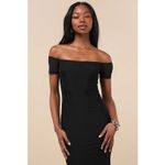 Lulus Faizah Black Mesh Off Photo 2