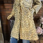 VINTAGE 1960'S UNION MADE CREAM BEIGE & GRAY CHEVRON PRINT PEA COAT (S) Photo 9