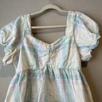 Old Navy Puff-Sleeve Smocked Seersucker Babydoll Swing Blouse Women XL Photo 5
