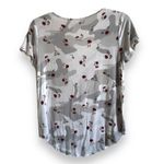 Hollister Womens Tee Sz XS Gray White Camo Camouflage Flowers Pocket Easy Top Photo 4