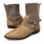 Coach Liliana Studded Beige Leather Suede Zip Up Ankle Boots Size 6 Photo 0