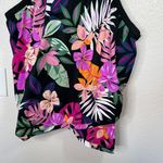 Swim Solutions Women's Floral Multicolor Underwire Tankini swimsuit Top Size 24W Black Photo 3