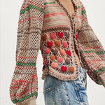 Free People  Heart Eyes Cardi Cardigan Sweater in Moonlight Hearts Combo Photo 0