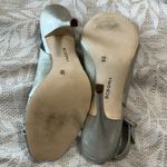 BCBGirls  Silver Crackle Patent Leather Rhinestone Buckle Peep Toe Pumps Size 9.5 Photo 14