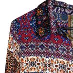 Aratta Silent Journey Boho‎ Paisley Floral Velvet Burnout Tunic Dress Large Blue Photo 6