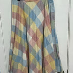 VTG Plaid Pastel Wool Skirt Small Union Made Tradwife Modest Preppy Twee Pink Photo 0