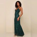 Lulus Photo Finish Forest Green Sequin Lace Photo 3