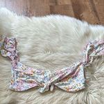 Lulus LULU’S Poolside To Side Ivory Floral Print Tie Front Bikini Top Photo 4