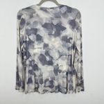 LOGO By Lori Goldstein  Sheer Abstract Brushstroke Button Front Long Sleeve Top Photo 8