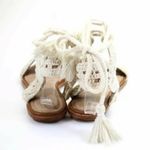Joie  Jolee Flat Sandal US 6 Crochet Ankle Tie Tassel Boho Spring Summer Vacation Photo 10