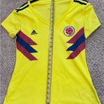 Adidas Colombia Women Soccer Jersey L Yellow 2018 World Cup Climalite Athletic Photo 9