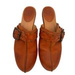 Frye Candice Woven Leather Brown Braided Buckle Clogs Size 7.5 Photo 3
