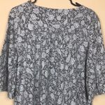 J.Jill  Women’s Boho Floral Paisley Print Gray White Blue Flare Sleeve Blouse Photo 5
