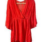 Alice + Olivia  COPEN BELL SLEEVE RED SILK DRESS Photo 1