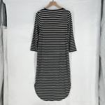 Chico's  Midi Dress Womens 4/6 Black White Striped Jersey Knit Rounded Neck Photo 8