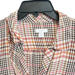 J.Jill  Medium Plaid Ruffle Long Sleeve MOP Mother of Pearl Button-up Top Blouse Photo 1