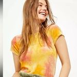 Free People Bright Eyes Velvet T-Shirt in Sunshine Combo Size Small Photo 0