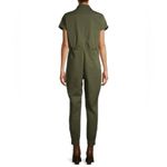 No Boundaries  Short Sleeve Collared Boilersuit jumpsuit olive military green Photo 1