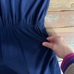 Clara Sun Woo Navy Crepe Open Back Short Sleeve Stretch Travel Jumpsuit Photo 12