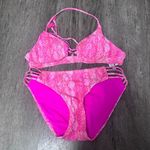 Isabella rose Vienna neon pink snakeskin print chiffon bikini Size M Photo 12