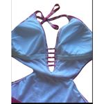 LASCANA For VENUS‎ One Piece Pink Orange Open Back Retro Floral Halter Size 12 Photo 4