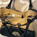 Emma Fox  Large Tan/Black Leather Gold accent Purse Photo 11
