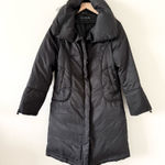 Platinum Utex Down High Collar Puff Long Coat in Black Size S Photo 0