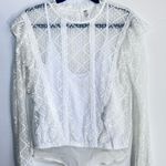 Free People  Goldie Ruffled‎ Lace Bodysuit Ivory Size S Cottagecore Soft Girl Photo 1