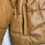 LIONESS Small Talk Faux Leather Puffer Coat Funnel Neck Camel XXS Photo 9
