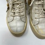 Giuseppe Zanotti  Sz 5 EUR 36 Croc Embossed Leather High Top Sneakers Cream Gold Photo 7