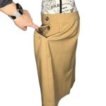 Loft (8) Button Pockets Detail A-Line Straight Skirt Back Slit Zipper Closure Photo 2