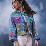 Levi's Womens Xiye Bastida Climate Activist Hand Painted Trucker Denim Jacket Photo 0