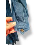 Erika Vintage Cottagecore Denim Embroidered Prairie Dress Size Medium Back Tie Bird Photo 5