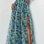 Lulus Wonderful Waltz Green Floral Print Strapless Bustier Maxi Dress Photo 0