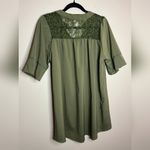 Cottagecore Oversized Large Olive Green Blouse With Lace Yoke Collar Photo 1