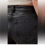American Eagle BLACK STRETCH SUPER HIGH-WAIST VEGAN LEATHER ANKLE STRAIGHT JEAN Photo 1