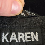 Vintage 80s Dark Gray Double Breasted Wool Cashmere Velvet Collar Coat Size 14 Photo 7