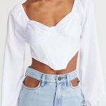 PacSun White Satin Long Sleeve Corset Top Photo 0