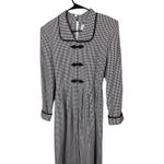 Plaza South Vintage Gingham Maxi Dress Long Sleeve Collar Button Detail Size 12 Purple Photo 1