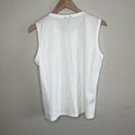 Ann Taylor  White Cotton Blend Sleeveless Ruffle Front Business Casual Top Size M Photo 6