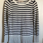 Loft 🌞 Black & White Striped Gray Colorblock Long Sleeve Sweater Photo 0