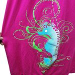 Island Girl Pink Strapless Sundress One Size Smocked Tube Seahorse Print Resort Photo 1