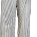 BeachLunchLounge  Pinstripe White Tan Bow Tie Casual Beach Pull On Pants Small Photo 0