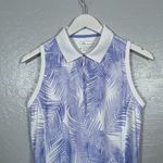 Peter Millar Women M White Purple Tropical 1/4 Zip Sleeveless Polo Shirt UPF 50 Photo 2