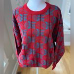 Vintage 70’s Aspen Ski Red Blue Intarsia Pattern Crewneck Sweater Sz XL Photo 9