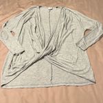 CAbi size small light grey super soft knit twist front long sleeve top EUC Photo 1